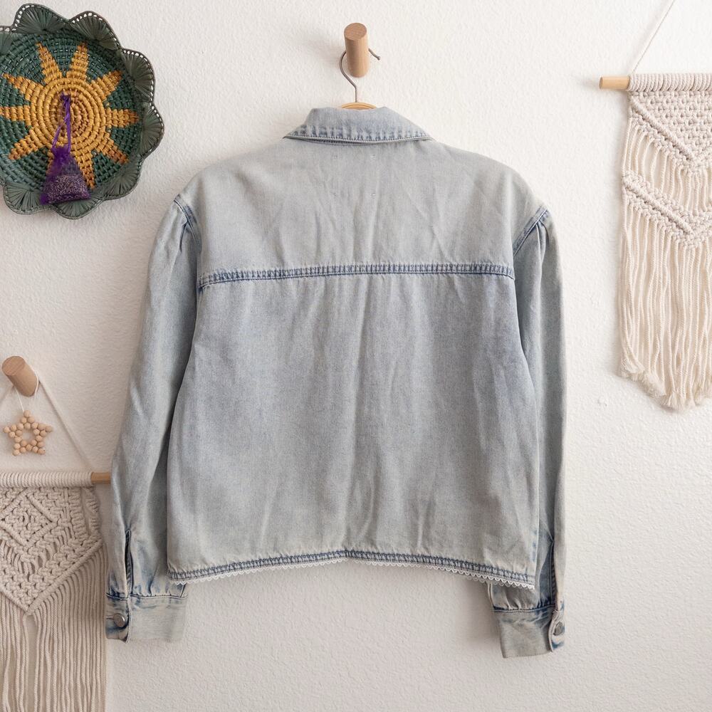 Habitual Light Blue Crochet Trim Denim Jean Jacket Size Medium NWT - Picture 2 of 7